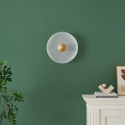 Plafoniera vintage dorata disco in vetro satinato 40 cm LED - Avelis