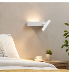 Applique bianca da testiera con luce da lettura destra -...