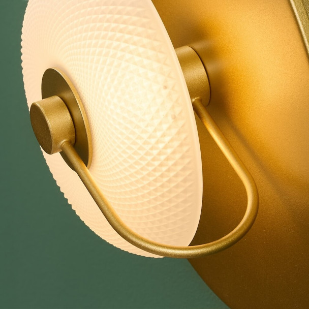 Applique a disco rotondo dorata con vetro...