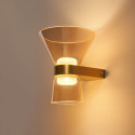Applique di design dorata in vetro ambrato con LED - Antonella