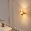 Applique di design dorata in vetro ambrato con LED - Antonella
