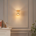 Applique di design dorata in vetro ambrato con LED - Antonella