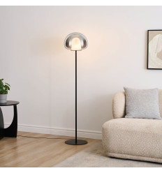 Lampada da terra contemporanea in vetro fumé con LED 145...