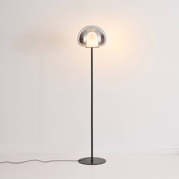 Lampada da terra contemporanea in vetro fumé...