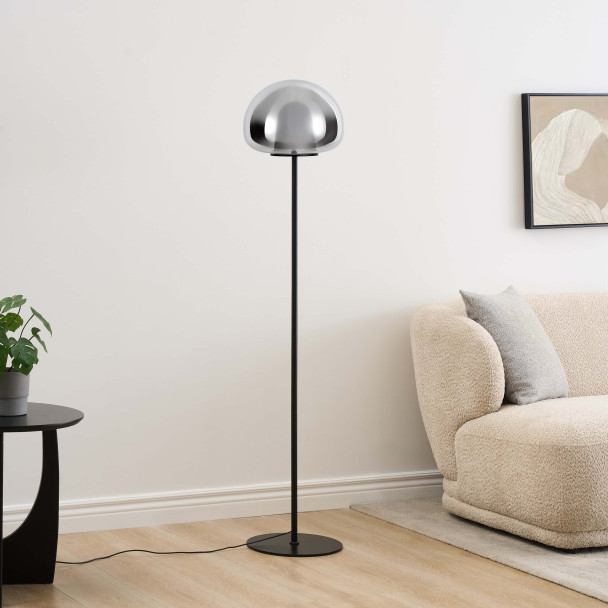 Lampada da terra contemporanea in vetro fumé...