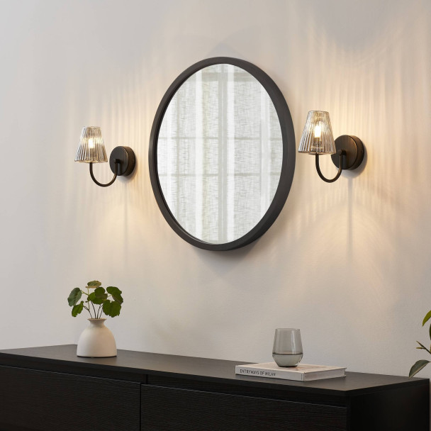 Applique contemporanea in vetro fumé rigato -...