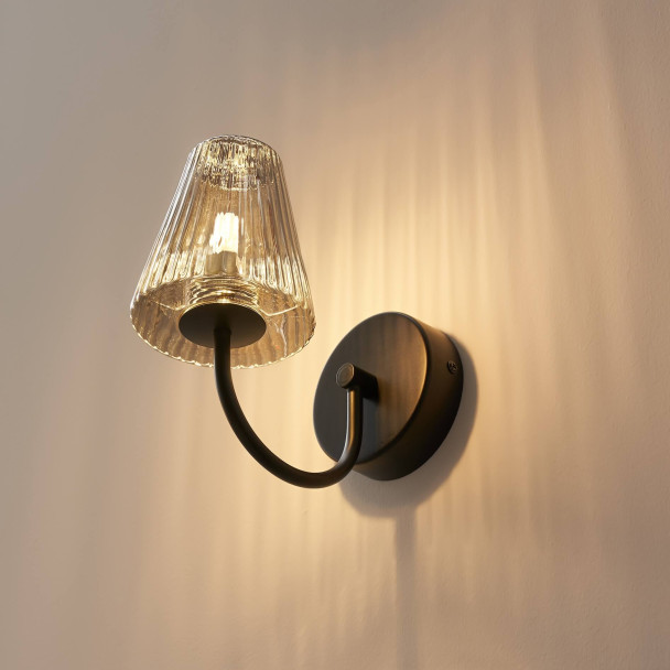 Applique contemporanea in vetro fumé rigato -...