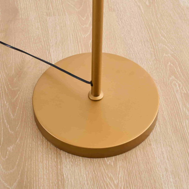 Lampada da terra dorata in vetro ambrato LED...