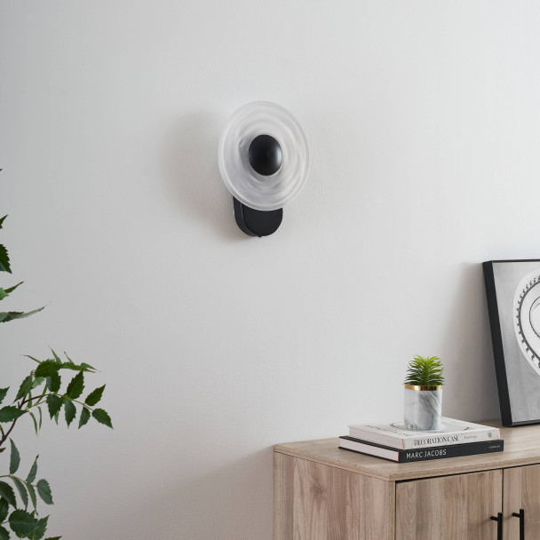 Applique nera effetto alone scolpito LED 6W -...