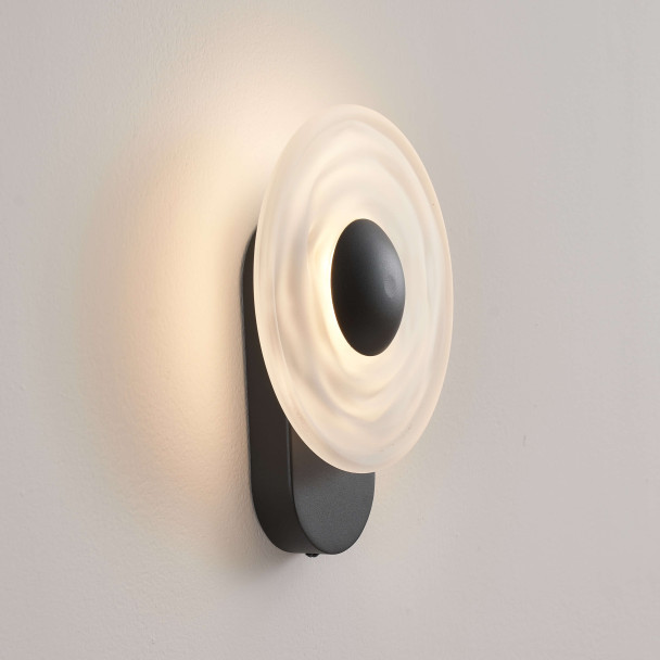 Applique nera effetto alone scolpito LED 6W -...