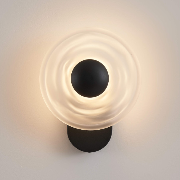 Applique nera effetto alone scolpito LED 6W -...