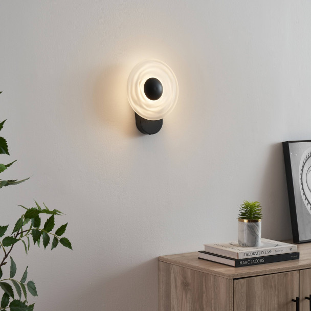 Applique nera effetto alone scolpito LED 6W -...