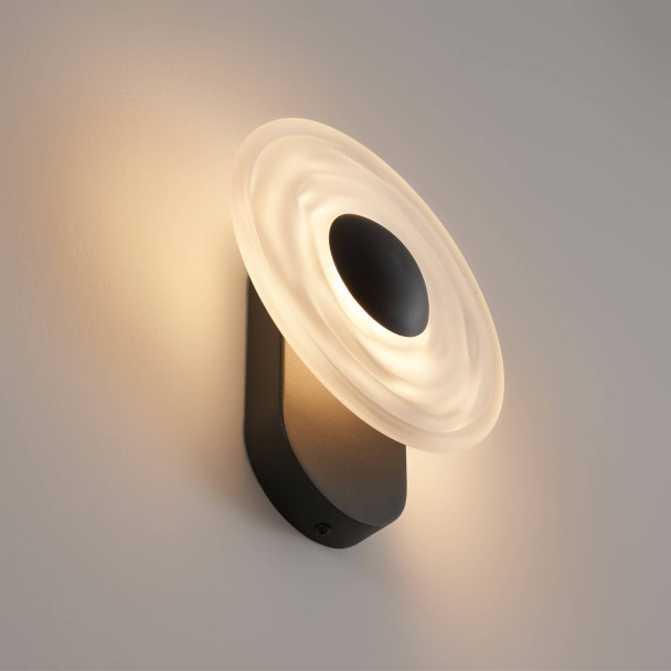 Applique nera effetto alone scolpito LED 6W -...