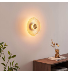 Applique di design dorata con disco plissettato LED 28 cm...