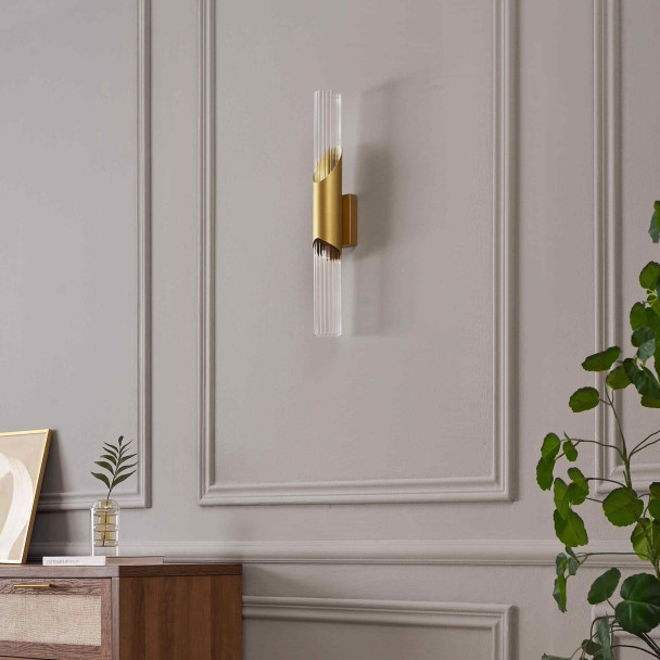 Applique lunga contemporanea in oro chiaro con...
