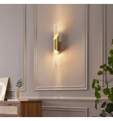 Applique lunga contemporanea in oro chiaro con doppio... 2