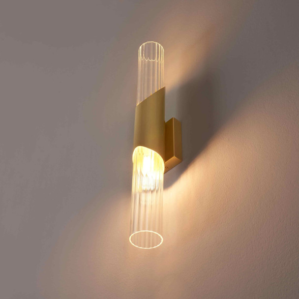 Applique lunga contemporanea in oro chiaro con...