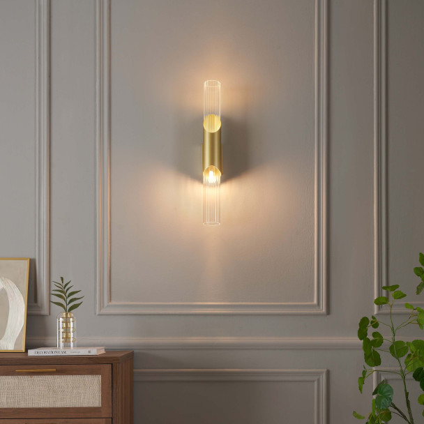 Applique lunga contemporanea in oro chiaro con...