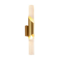 Applique lunga contemporanea in oro chiaro con doppio vetro da 51 cm - Capriano