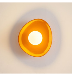 Applique moderna in ceramica arancione e vetro bianco -... 2