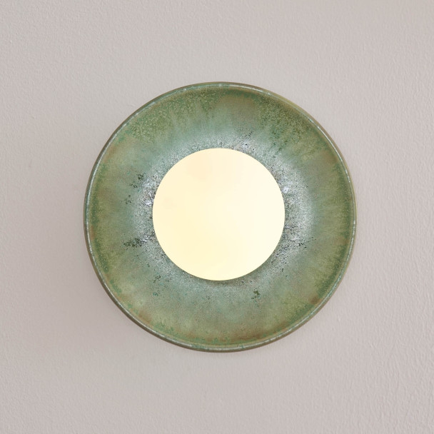 Applique in ceramica smaltata verde acqua con...