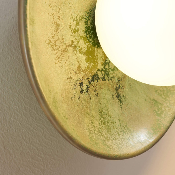 Applique in ceramica smaltata verde acqua con...