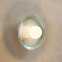 Applique in ceramica bianca e verde acqua con vetro opalino 27 cm - Azélie