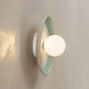 Applique in ceramica bianca e verde acqua con vetro opalino 27 cm - Azélie
