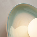 Applique in ceramica bianca e verde acqua con vetro opalino 27 cm - Azélie