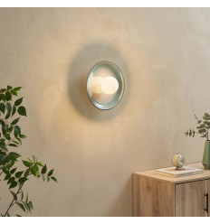 Applique in ceramica bianca e verde acqua con vetro... 2