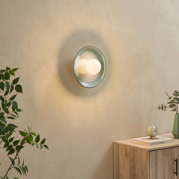 Applique in ceramica bianca e verde acqua con...