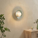 Applique in ceramica bianca e verde acqua con vetro opalino 27 cm - Azélie