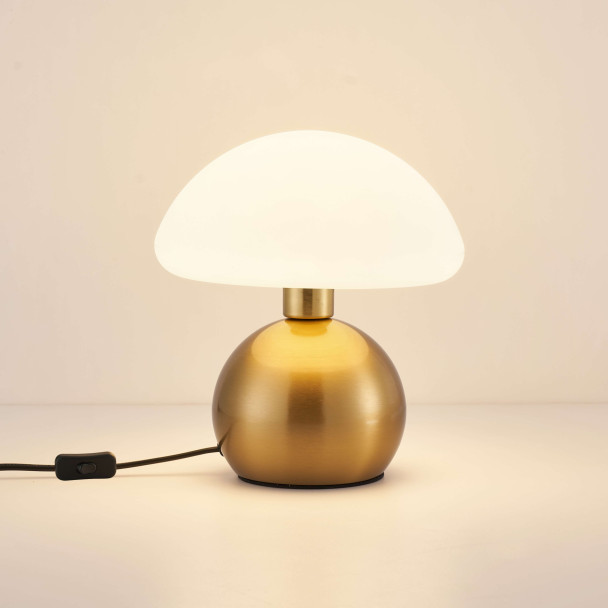 Piccola lampada da tavolo a fungo dorata con...