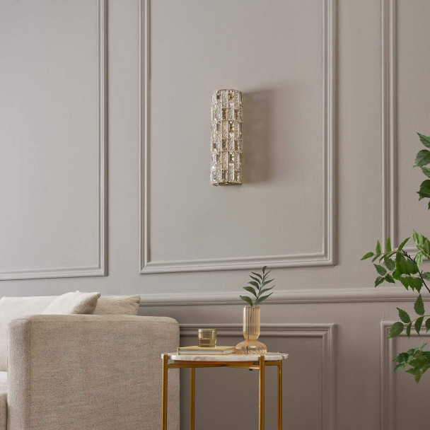 Applique LED dorata con cristalli di vetro e...