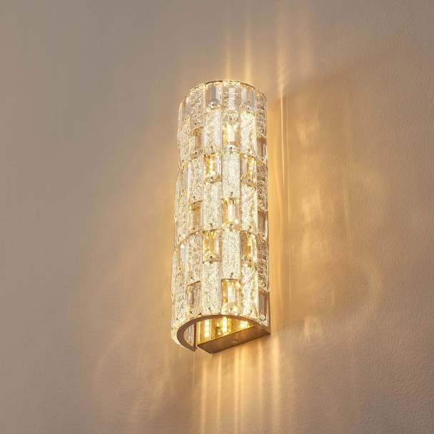 Applique LED dorata con cristalli di vetro e...