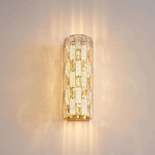 Applique LED dorata con cristalli di vetro e...