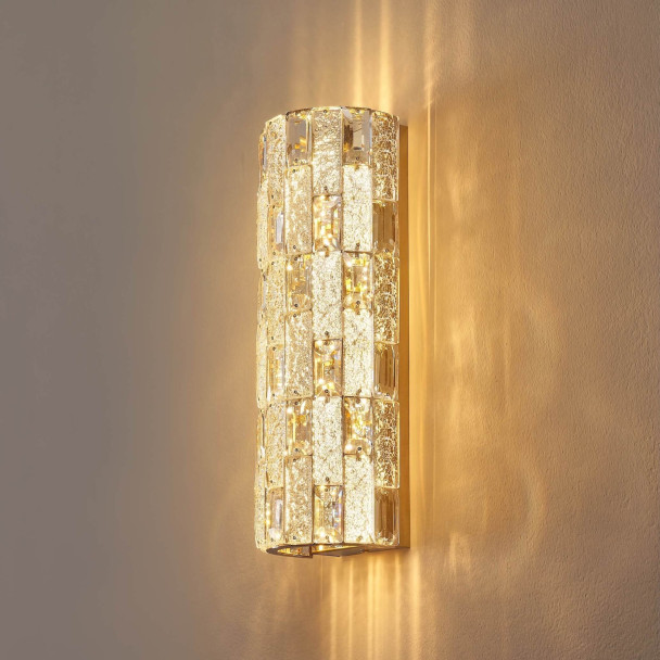 Applique LED dorata con cristalli di vetro e...