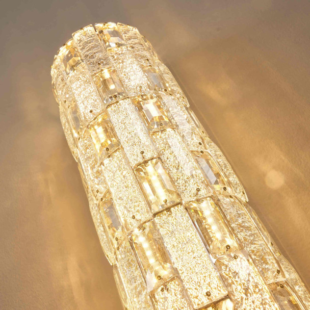 Applique LED dorata con cristalli di vetro e...