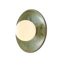 Lampada in ceramica smaltata verde oliva con globo bianco - Evyra