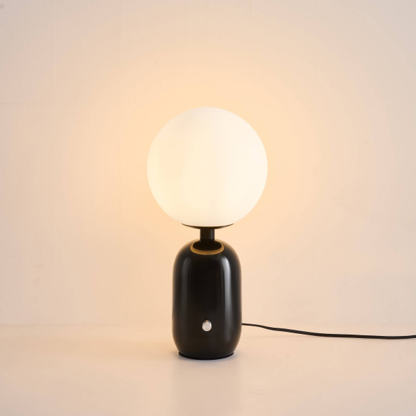 Lampada da tavolo rétro chic nera con vetro...