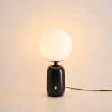 Lampada da tavolo rétro chic nera con vetro bianco - Sorène