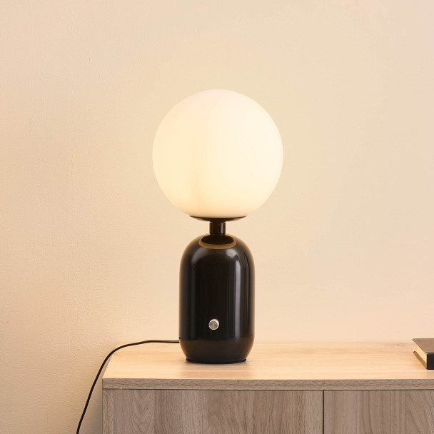 Lampada da tavolo rétro chic nera con vetro...