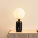 Lampada da tavolo rétro chic nera con vetro bianco - Sorène