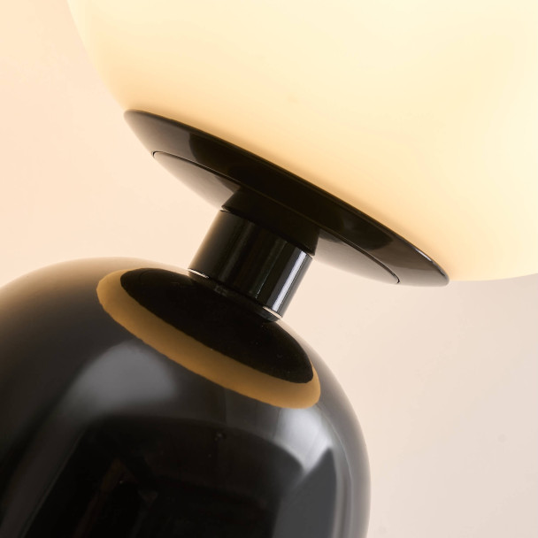 Lampada da tavolo rétro chic nera con vetro...