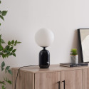 Lampada da tavolo rétro chic nera con vetro bianco - Sorène