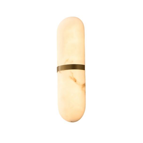 Applique ovale effetto marmo con anello dorato 40 cm - Positano