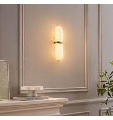 Applique ovale effetto marmo con anello dorato 40 cm -...