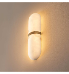 Applique ovale effetto marmo con anello dorato 40 cm -... 2