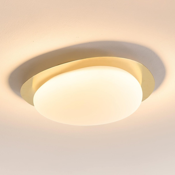 Plafoniera LED dimmerabile oro lucido con...