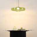 Sospensione LED contemporanea con disco in vetro colorato 45 cm - Solvani